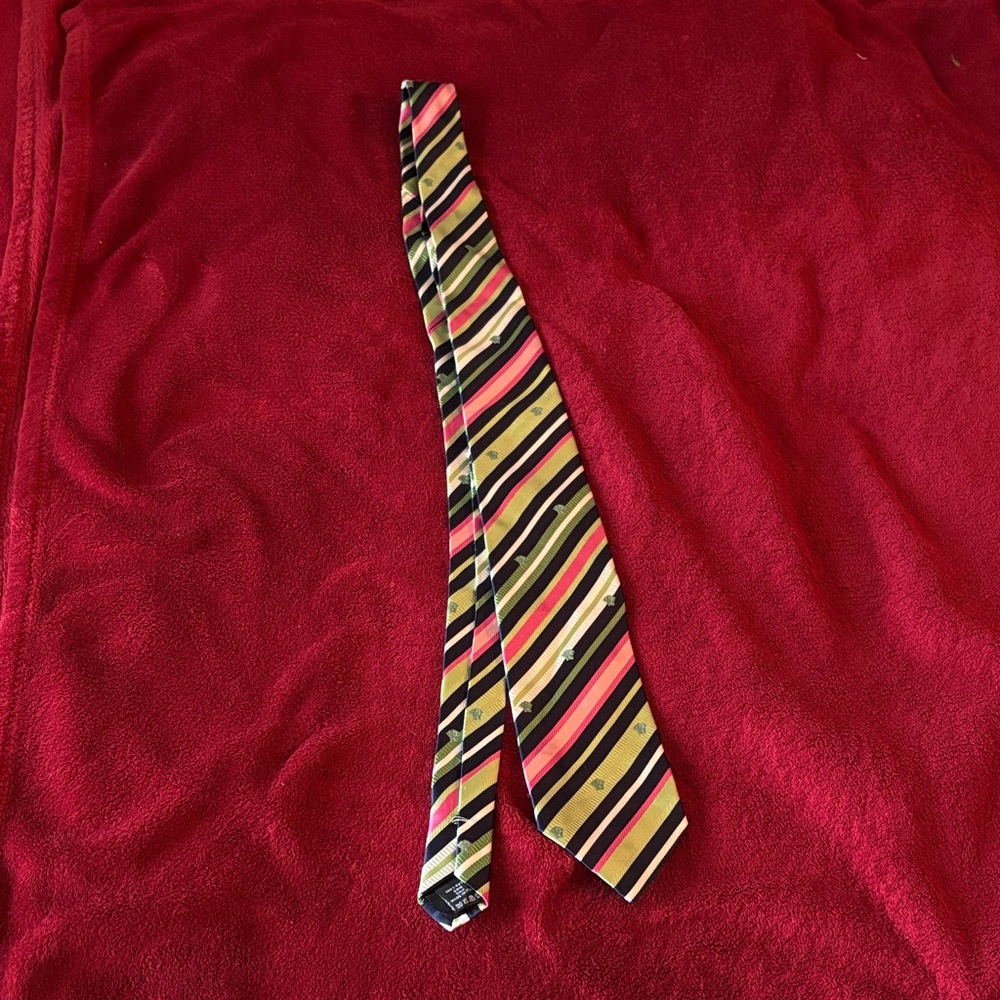 Versace Black, Pink, and Yellow Striped Tie